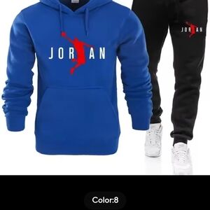 Blue Hoodie and Black Joggers Set